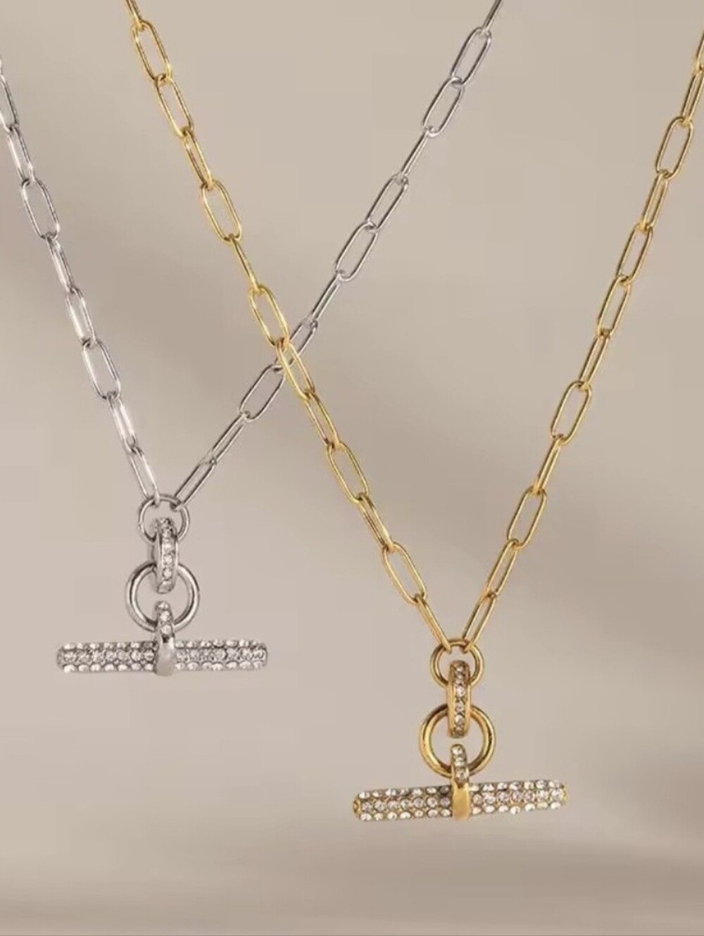 🩶🩶NEW🩶🩶 PRETTY!! SS CZ T Bar Mini PaperClip Necklace